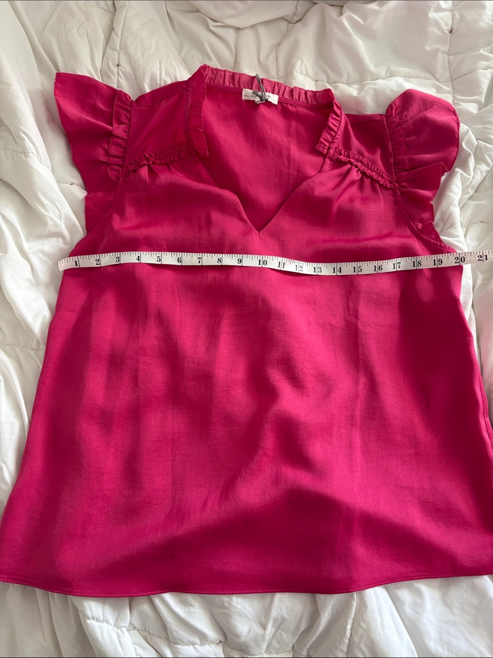 Nine Britton Women's Fuchsia Ruffle-Sleeve V-Neck Blouse - Picture 4 of 5